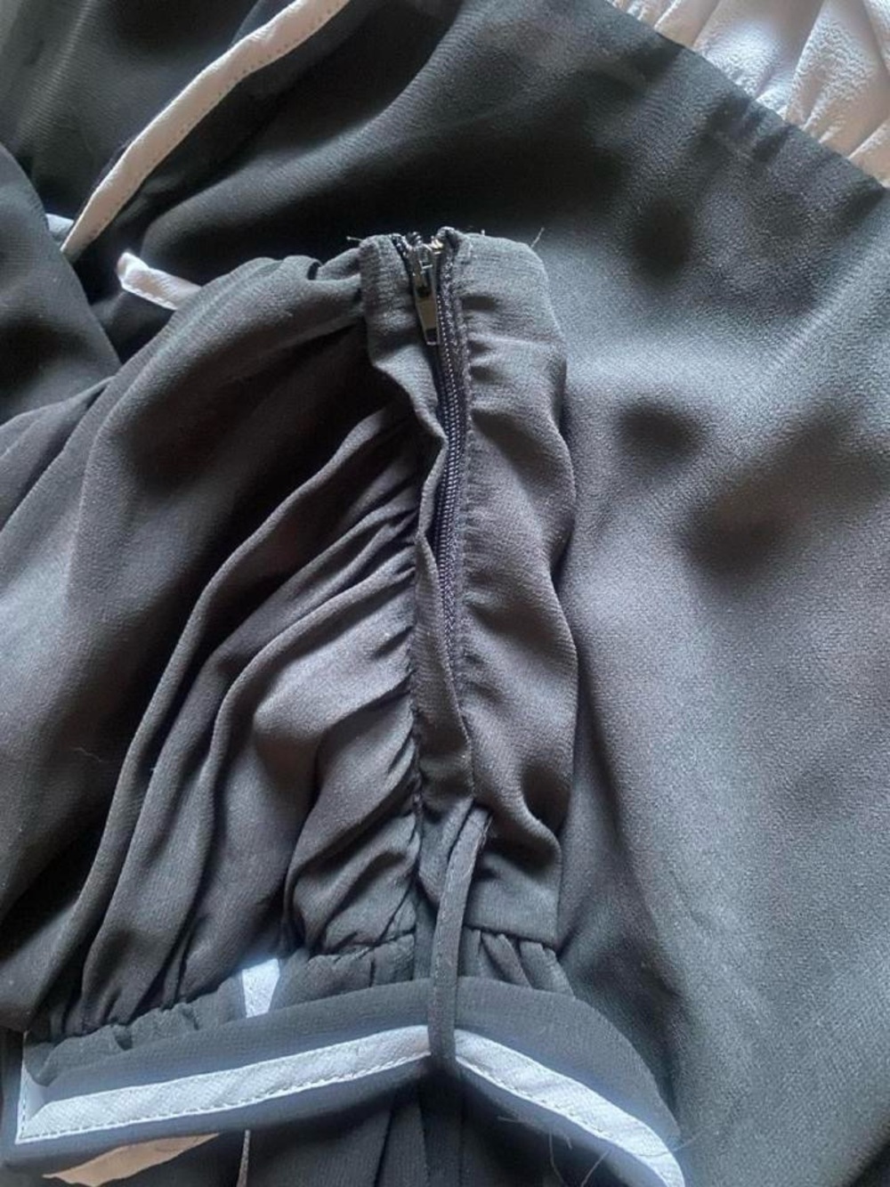 Black and Gray Strapless Dress with Sash - Picture 5 of 5